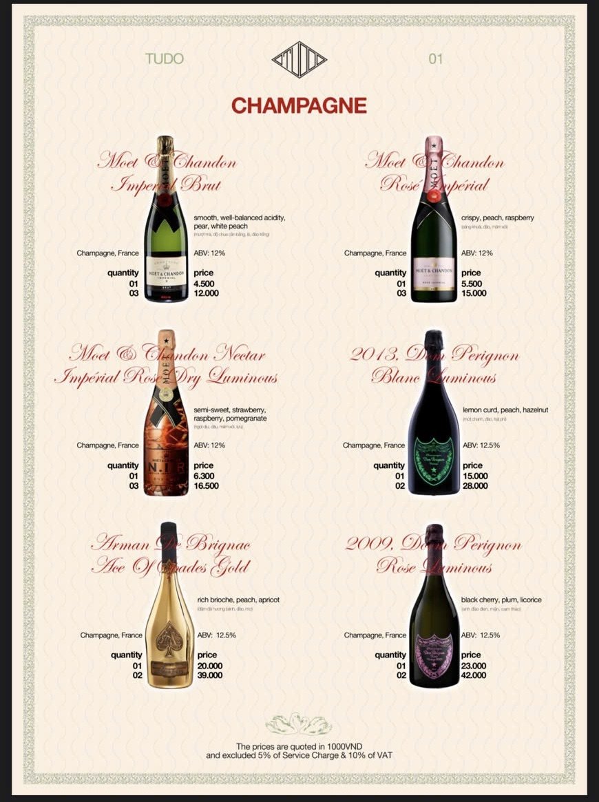 BODEGA SAIGON 酒单原件 01 · 香槟 CHAMPAGNE 价目