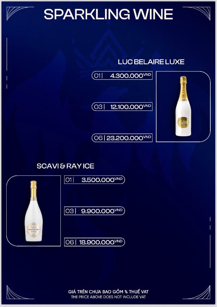 EMPIRE MUSIC BAR 气泡酒单原件：Luc Belaire Luxe 与 Scavi & Ray Ice 的一瓶／三瓶／六瓶打包价