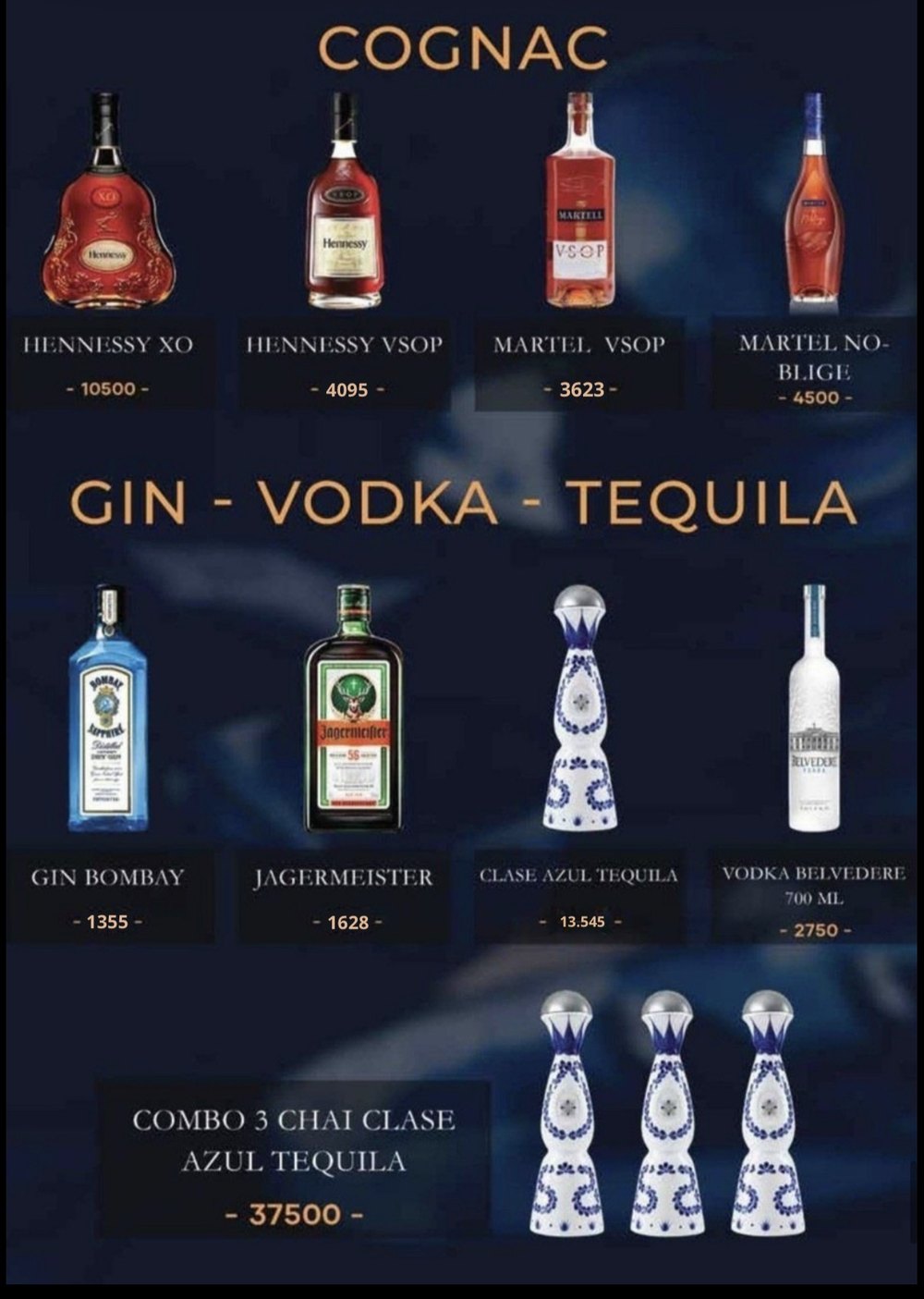 THE WANN 干邑与烈酒价目原件