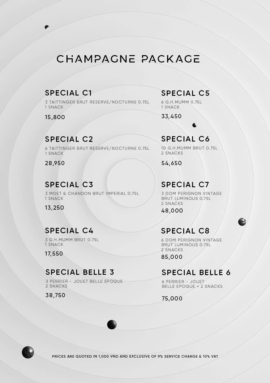 ZION 酒单原件 · 香槟开台套餐 C1–C8 与 BELLE 系列
